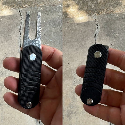 Stainless damascus divot tool